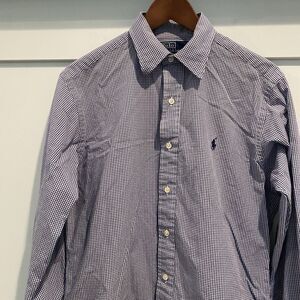 Vintage Ralph‎ Lauren Shirt Men’s 15 32/33 Navy Blue Check Andrew Blue Pony